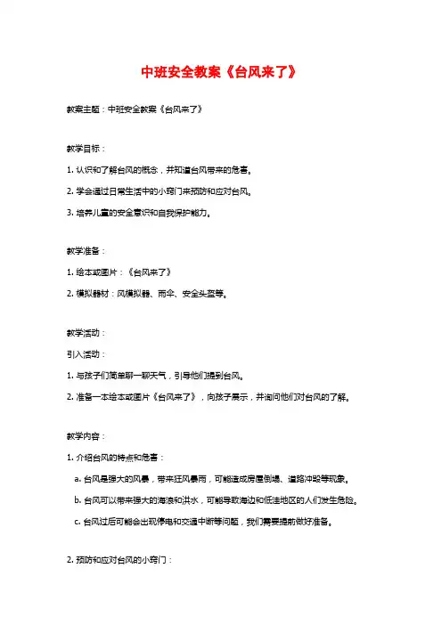 中班安全教案《台风来了》
