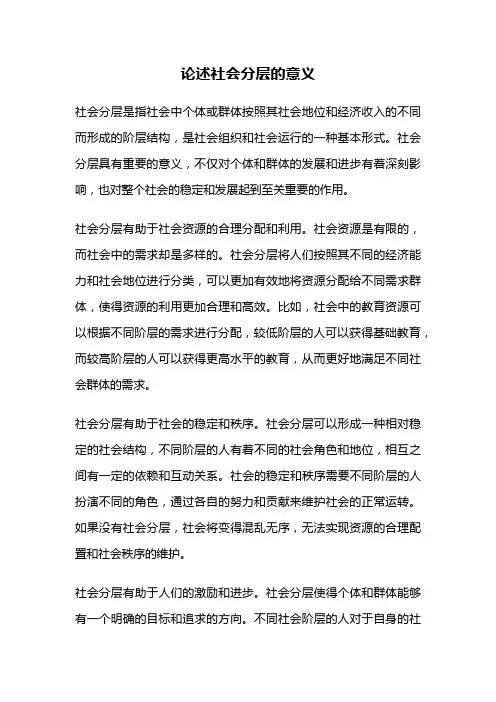 论述社会分层的意义