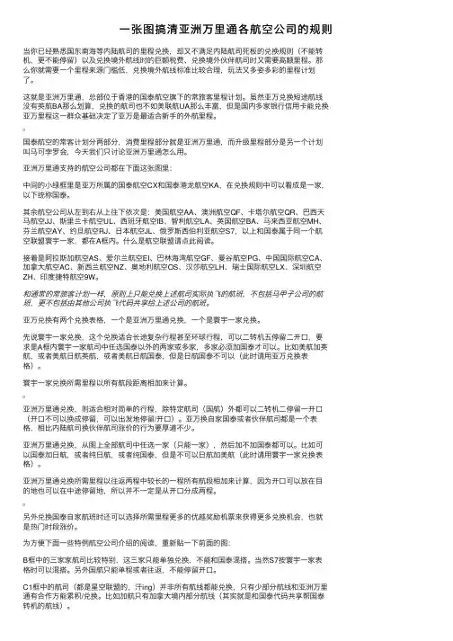 一张图搞清亚洲万里通各航空公司的规则