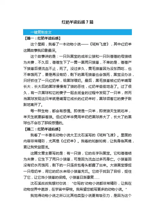 红奶羊读后感7篇