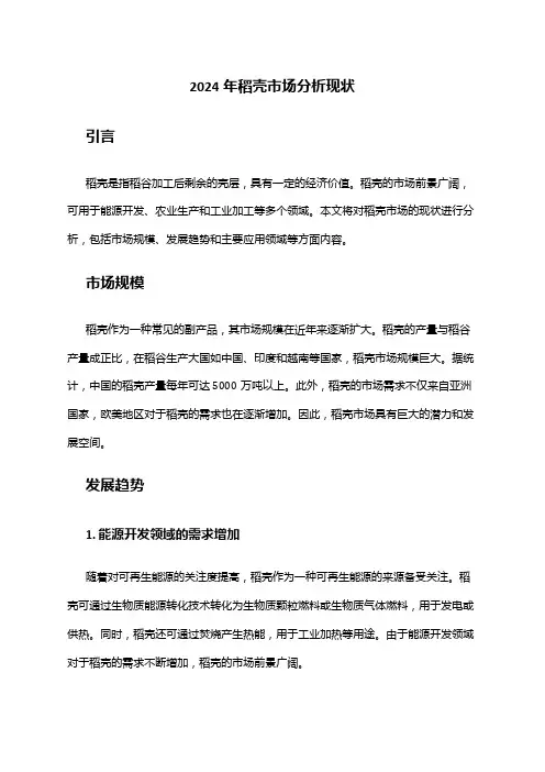 2024年稻壳市场分析现状