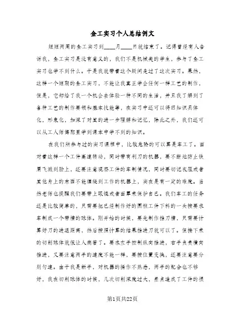 金工实习个人总结例文(5篇)