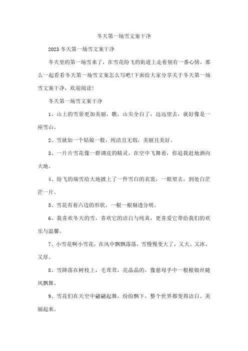 冬天第一场雪文案干净