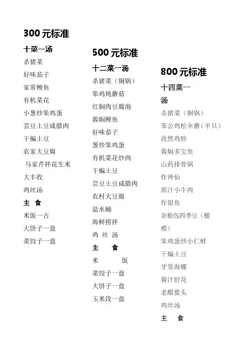 就餐标准