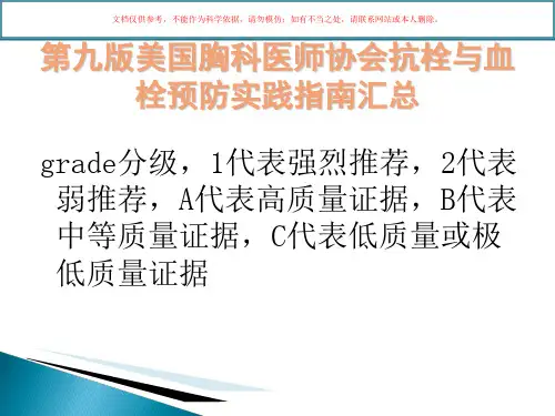 美国胸科医师协会抗栓与血栓预防指南培训课件