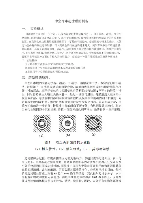 中空纤维超滤膜的制备