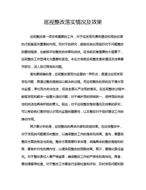 巡视整改落实情况及效果