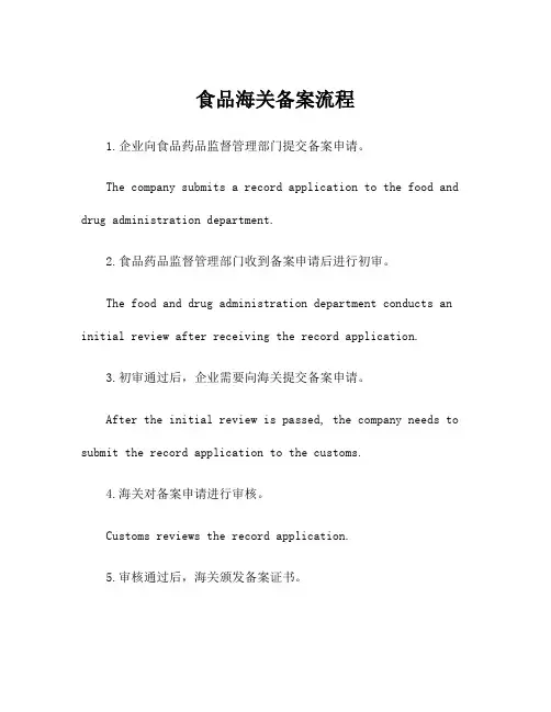食品海关备案流程