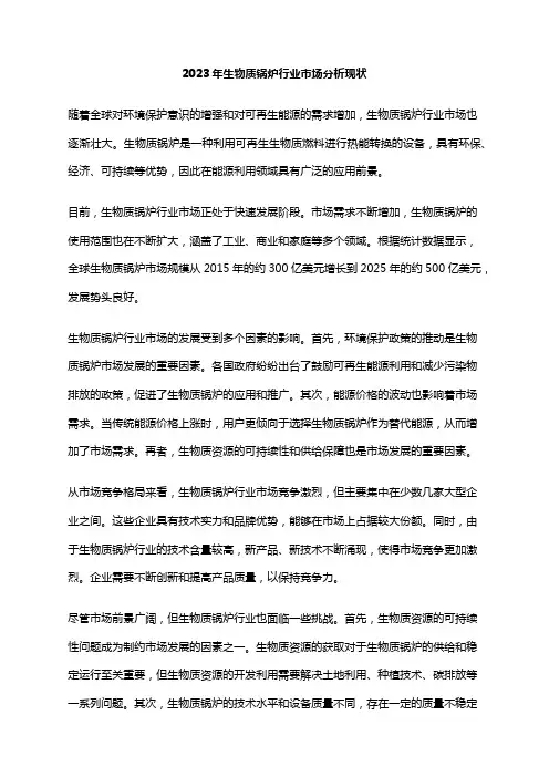 2023年生物质锅炉行业市场分析现状
