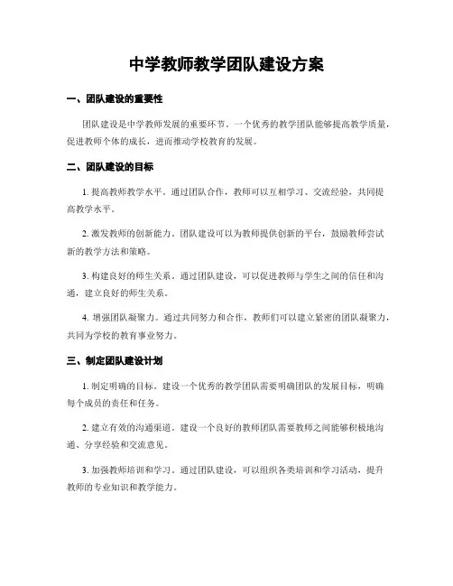 中学教师教学团队建设方案