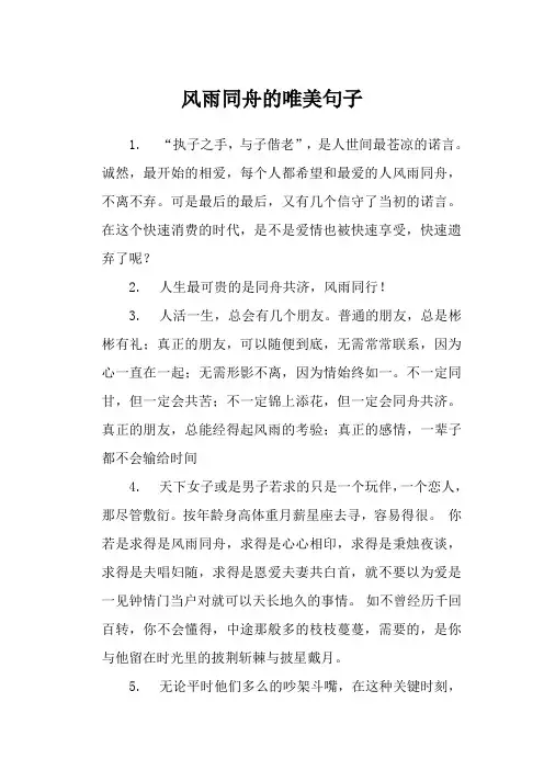 风雨同舟的唯美句子