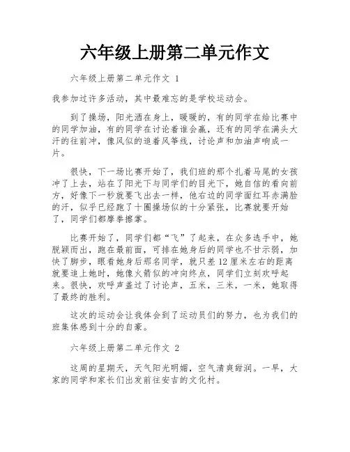 六年级上册第二单元作文