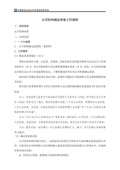 认可机构确定审查工作细则