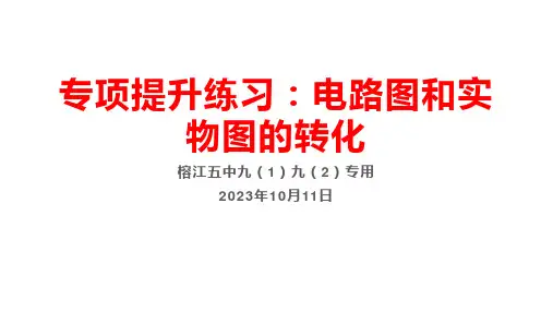 专项提升练习《九年级物理电学电路图和实物图的转化》ppt