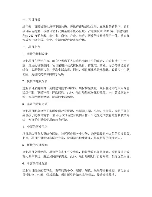 建业项目亮点总结范文