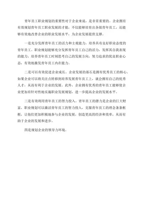 关于青年员工做好职业规划对于企业的意义