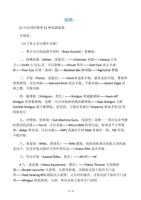 侠盗猎车手之圣安地列斯――武器大全(附图)