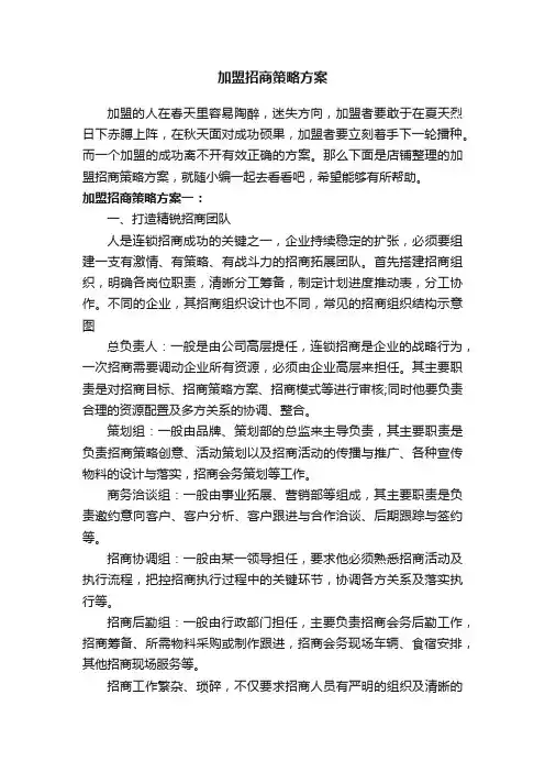加盟招商策略方案