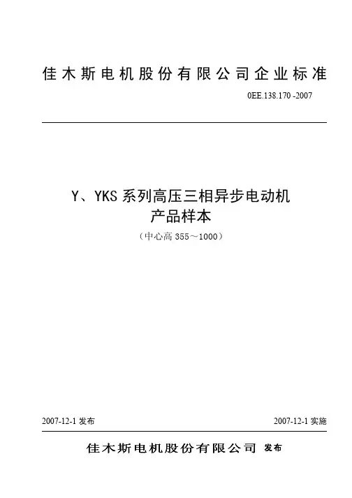 Y YKS系列高压三相异步电动机产品样本
