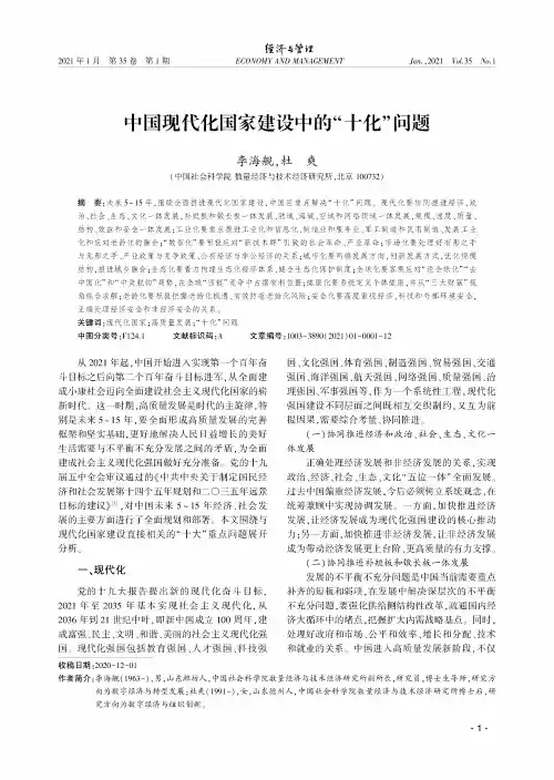 中国现代化国家建设中的“十化”问题