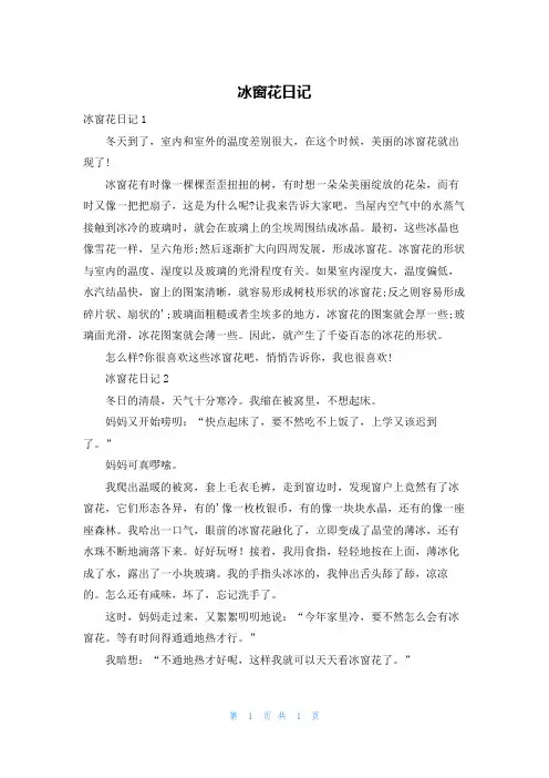 冰窗花日记