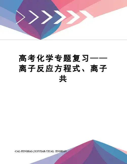 高考化学专题复习——离子反应方程式、离子共 2