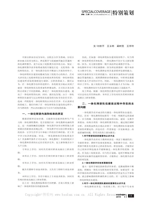 对一体化师资队伍建设的几点思考