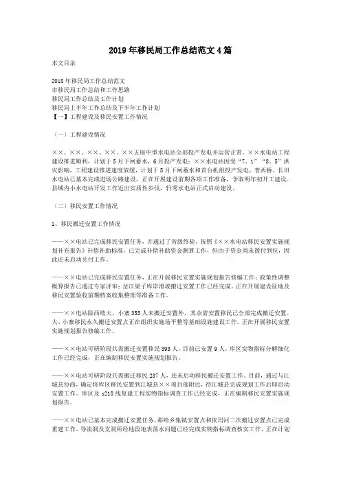 2019年移民局工作总结范文4篇