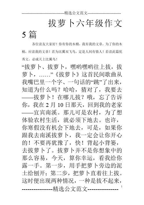 拔萝卜六年级作文5篇