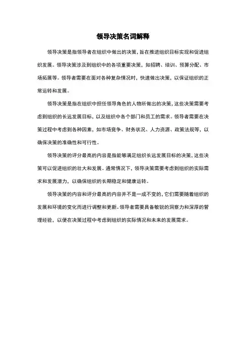领导决策名词解释