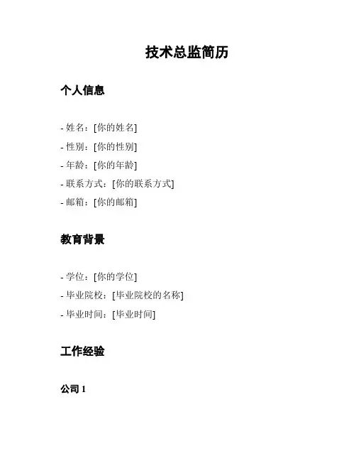技术总监简历