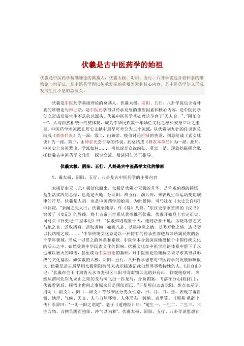 伏羲是古中医药学的始祖