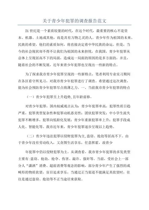 关于青少年犯罪的调查报告范文