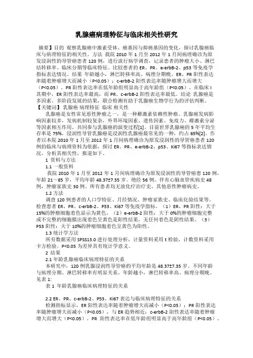 乳腺癌病理特征与临床相关性研究