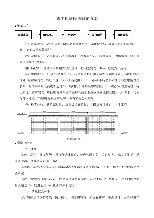 施工现场围墙砌筑方案