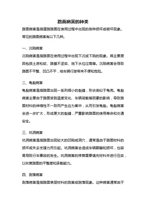 路面病害的种类