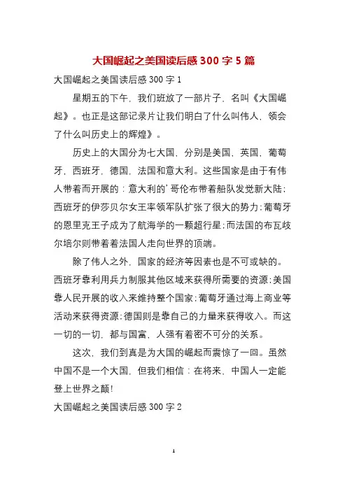 大国崛起之美国读后感300字5篇