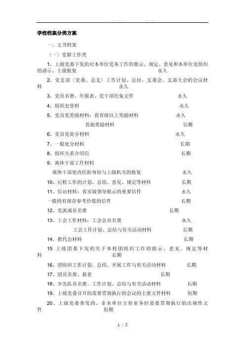 学校档案分类方法