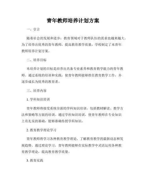 青年教师培养计划方案