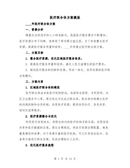 医疗联合体方案模版(四篇)