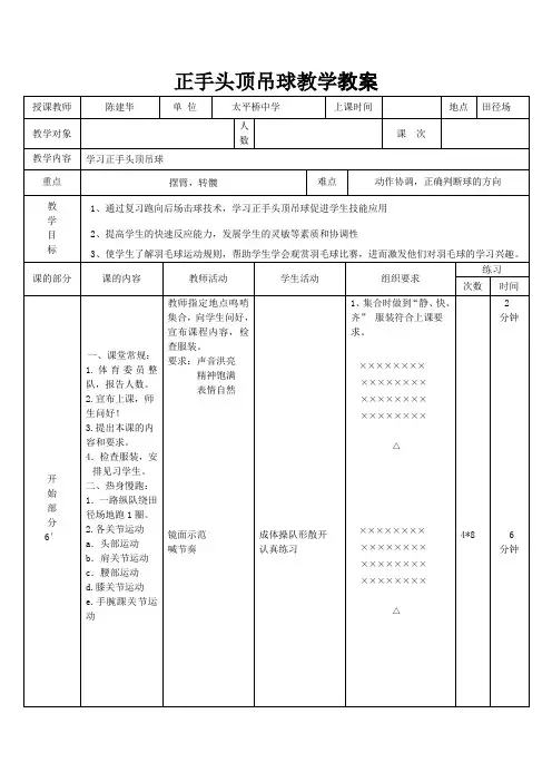 学习正手头顶吊球