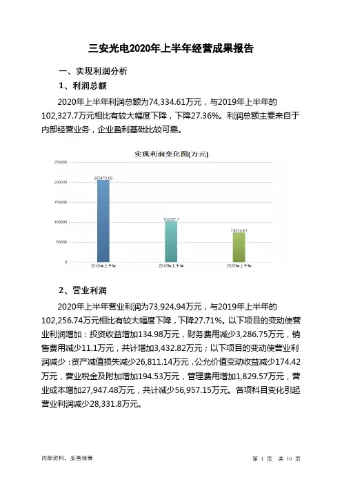 三安光电2020年上半年经营成果报告