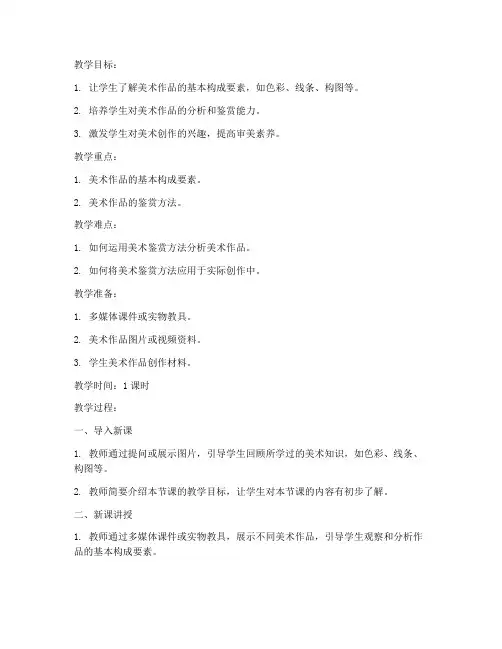 高中美术试讲通用模板教案