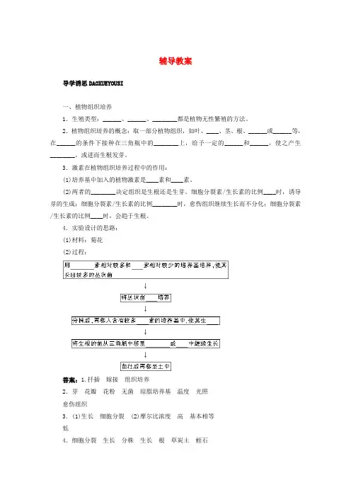 高中生物实验11植物的组织培养辅导教案 浙科版