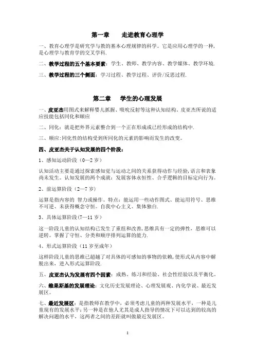 教育心理学 期末考试复习重点
