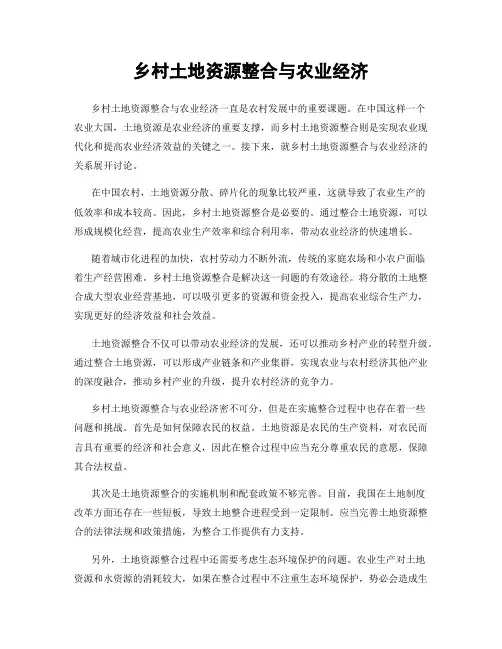 乡村土地资源整合与农业经济