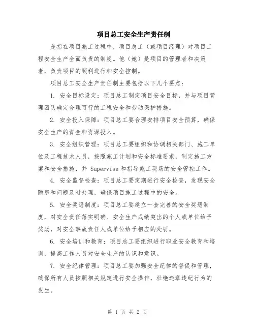 项目总工安全生产责任制 (2)