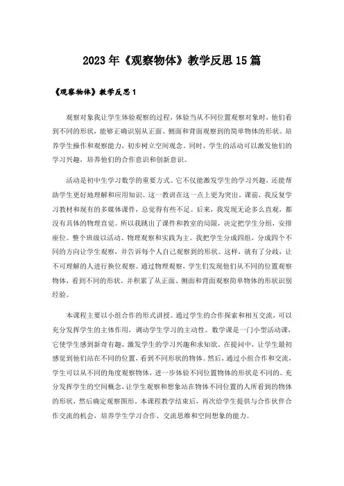 2023年《观察物体》教学反思15篇_3