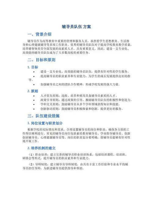 辅导员队伍 方案