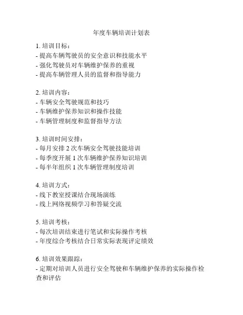 年度车辆培训计划表